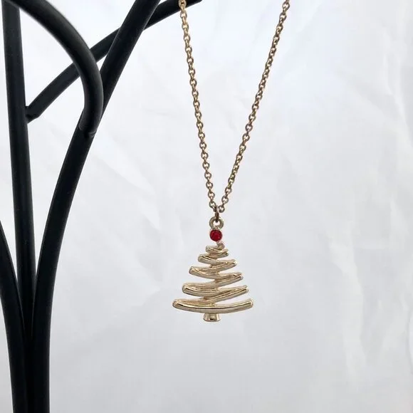 2/$20 Gold Tone Holiday/Christmas Tree Pendant Necklace - Picture 2 of 6